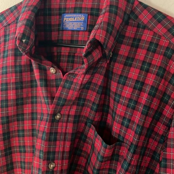 Sir Pendleton Authentic Boyd Tartan Plaid Red/Green Sz L Fine Worsted Wool 100% - Picture 6 of 6